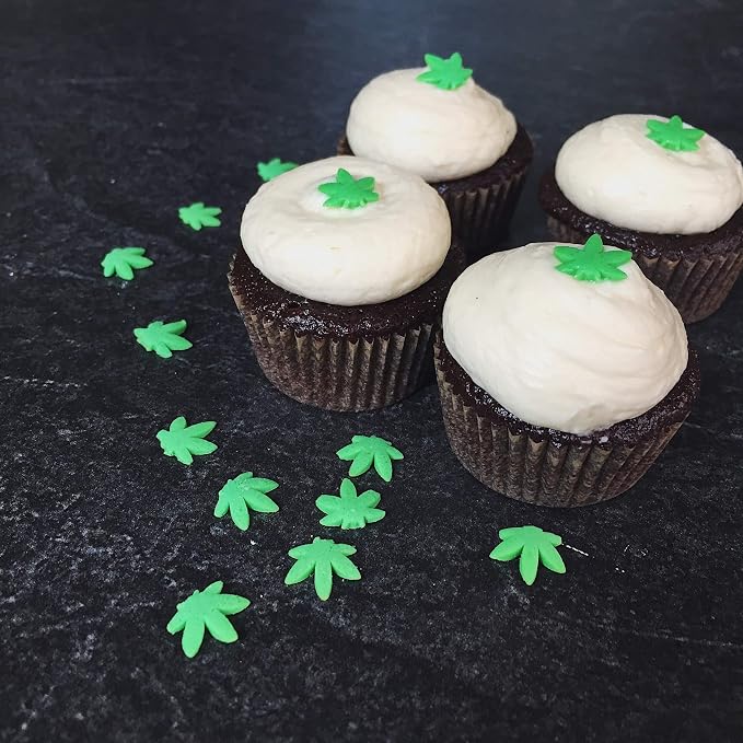 The Sugar Lab Hemp Leaf Sprinkles - Edible Marijuana Party Decorations - CBD & THC Free - Cake Decor & Ice Cream Topping - For 420 Cupcakes - Pot Leaf Sugar Sprinkles - 2oz - Sold in a Bud Tin