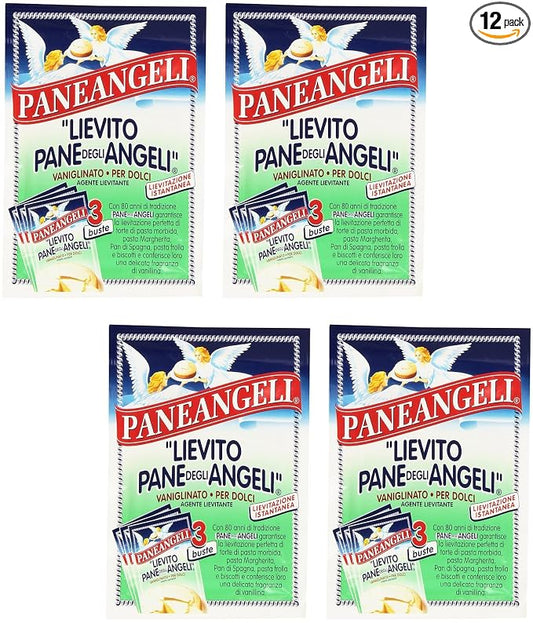 Paneangeli Lievito Vanigliato Per Dolci - Pane Degli Angeli Yeast - 3 count each - Pack of 4