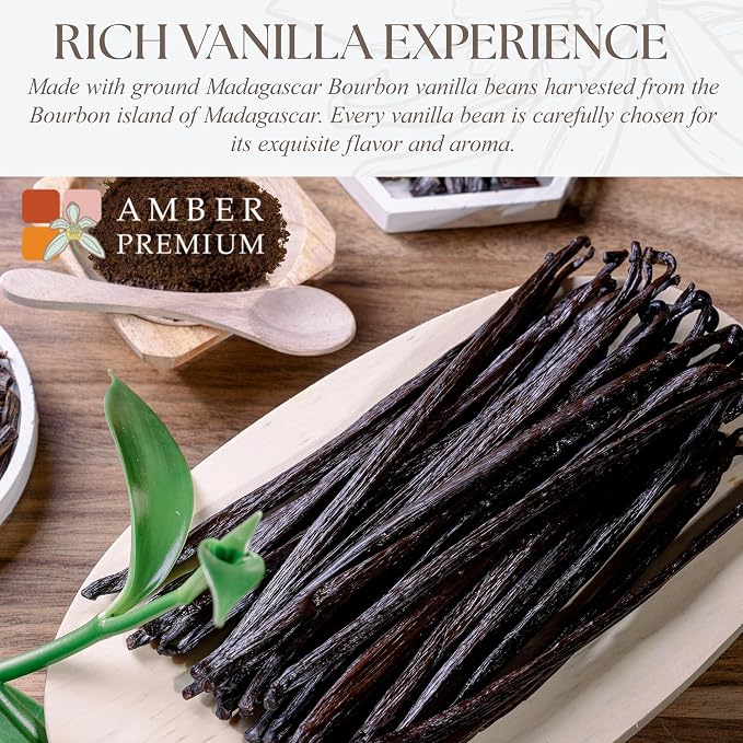 Amber Premium Alcohol Free Vanilla Bean Paste 1 kg / 27 fl oz (US) - Made with Authentic Madagascar Vanilla Beans - Vegan, Kosher, Chef Recommended for Baking, Desserts, and Pastries