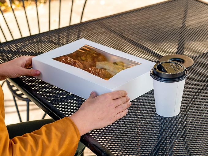 Southern Champion Tray 24433 Paperboard White Window Bakery Box, 19" Length x 14" Width x 4" Height (Case of 50)