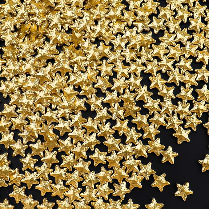 Gold Star Sprinkles, Edible Candy Stars for Cake Decorating, Cupcakes, Cookies & Desserts, 4.6oz Shiny Metallic Gold Sprinkles for Christmas, Graduation, Birthday, Holiday Baking