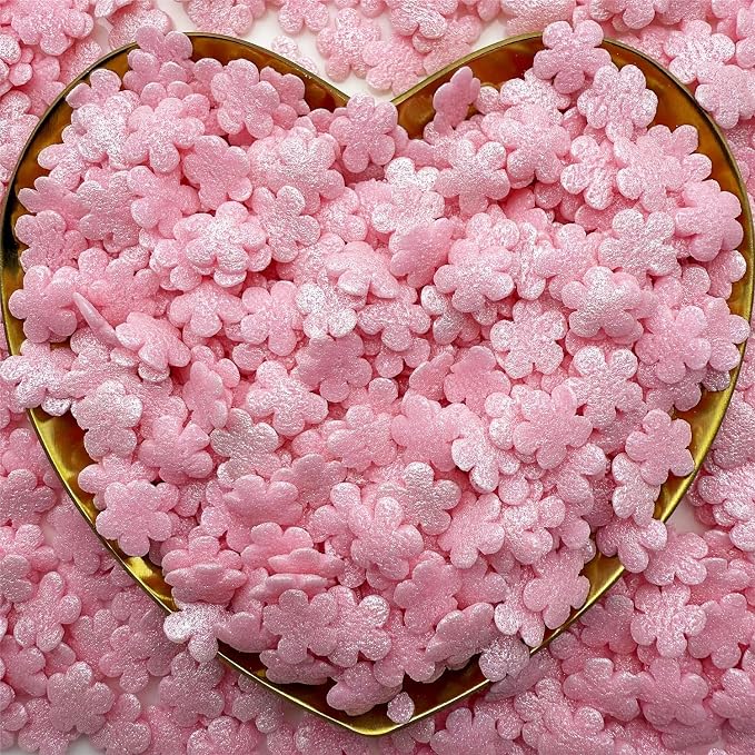 CandiJumpin Pink Flower Sprinkles for Cake Decorating, Mini Edible Flowers Pink Flower Decorations Edible Flowers Cake Confetti Valentines Cookie Decoration Baby Shower Party Birthday Wedding Christmas Supplies 3 OZ