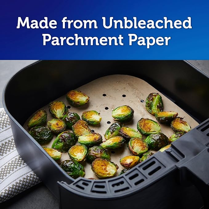 Reynolds Kitchens Air Fryer Liners Disposable, Unbleached Parchment Paper Sheets, 50 Count (Pack of 4)