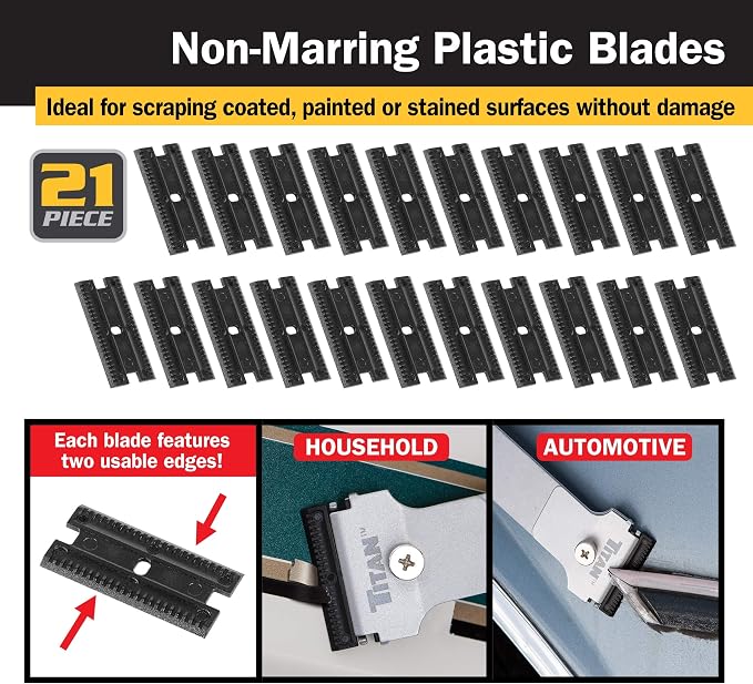 Titan Tools 17014 4-Inch Mini Razor Scraper with (20) Non-Marring Plastic Blades