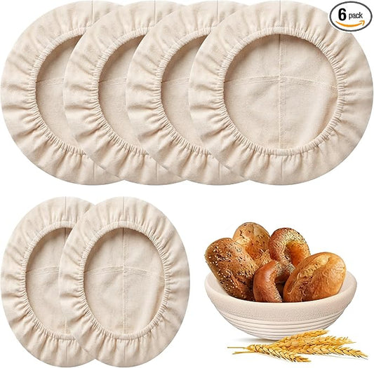 Koackl Bread Proofing Cover - 4 Pack 9" Round Basket & 2 Pack 10" Oval Basket Liners Cloths Reusable Cotton Bread Proofing Liners for Sourdough Baking, 10" Compatible with Round/Oval Banneton Baskets