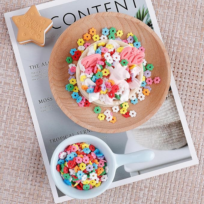 Rainbow Flower Sprinkles, Edible Flowers for Cake Decorating, Colorful Confetti Sprinkles Mix for Baking Topping, Cupcakes, Cookies, Ice Cream, Spring Birthday Party Easter Holiday Supplies