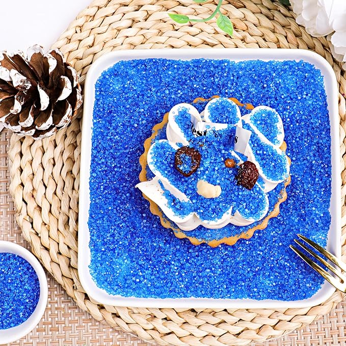 Blue Sprinkles Sanding Sugar for Baking, 6.35oz/180g Edible Sparkling Sugar Crystals, Decorating Sugar Sprinkles for Cakes Cupcakes Cookies Ice Cream