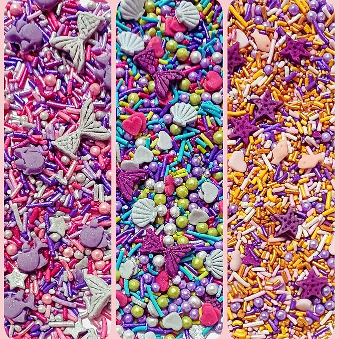 Confect Decorative Sprinkle Mix Set – Under the Sea Theme Edible Sprinkles – Sea Shell, Star Fish, Mermaid & Sea fishes Sprinkles - 5 Assorted Pastel Blends for Cake, Cupcake & Cookie Decorating -Vegan, Gluten-Free, Nut-Free, Soy-Free, Dairy-Free, Palm...