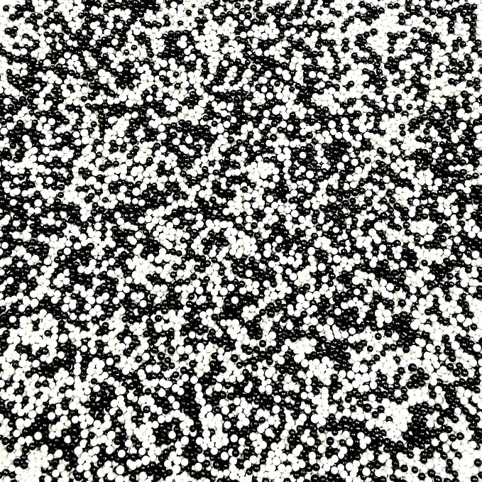 Homipooty White and Black Nonpareils Sprinkles Edible White and Black Pearl Sugar sprinkles 110g/3.88oz 2mm Mini Pearls for Cake Decorating Cupcake Topper and Cookie Ice Cream Halloween Christmas Supplies
