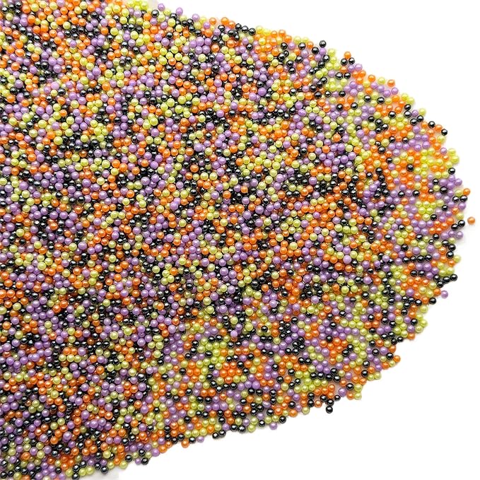 SE Si&Moos Nonpareil Sprinkles, 2mm Black Purple Orange and Green Mini Edible Pearls Black and Purple Sprinkles for Cake Decorating Orange and Green Mini Pearls Halloween Cookie Decorations Wedding Baby Shower Party Christmas Holiday Supplies 3.5 OZ