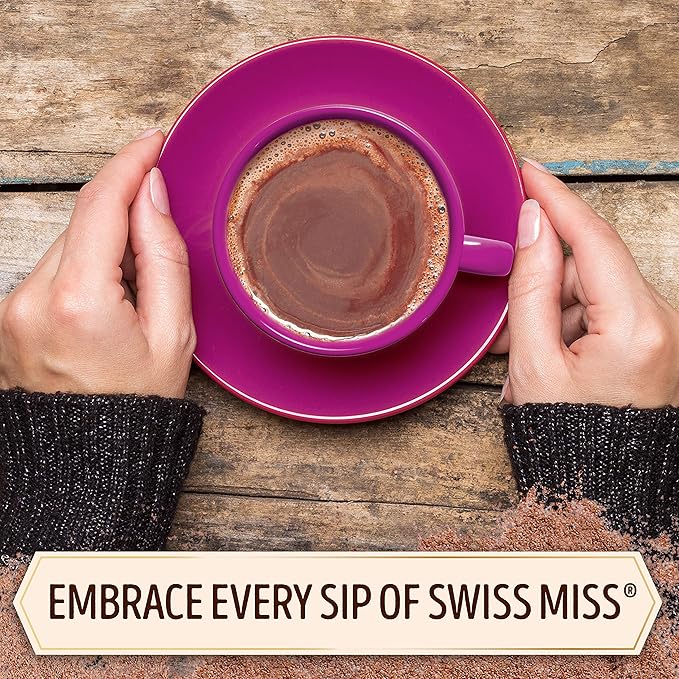 Swiss Miss Simply Cocoa Dark Chocolate Flavored Hot Cocoa Mix, Hot Cocoa Bar Supplies, 0.96 oz., 8-Count Envelopes (12 Boxes)