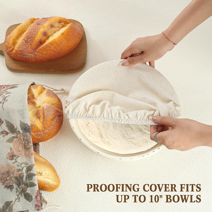 3-Pack Reusable Linen Bread Bags - Extra Large Eco-Friendly Bread Storage & Proofing Covers, Ideal Christmas Gift for Bakers, Homemakers & Sustainable Kitchen