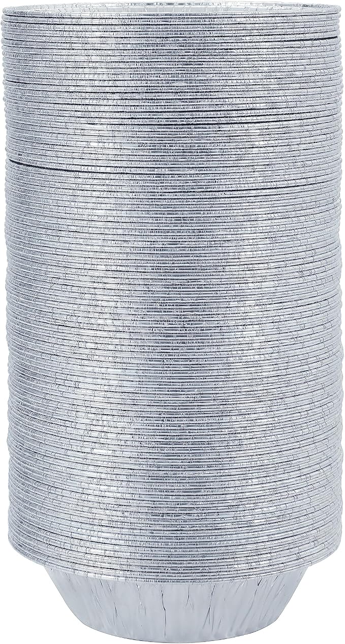 Waytiffer Pie Pans (100 Pack) 5 inch HEAVY-DUTY Disposable Aluminum Foil pie/tart Pans for Baking Personal Mini Pies, Foil Pie Tin for Bakeries, Cafes,Easily Stack & Store, Freeze & Reheat
