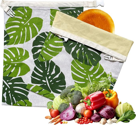 2 Pack Reusable Bread Bags for Homemade Bread - XL Cotton Beeswax Bags, Beeswax Sourdough Bag, Keep Your Loaf Fresh for Days - Easy to Clean Cotton Storage Bag