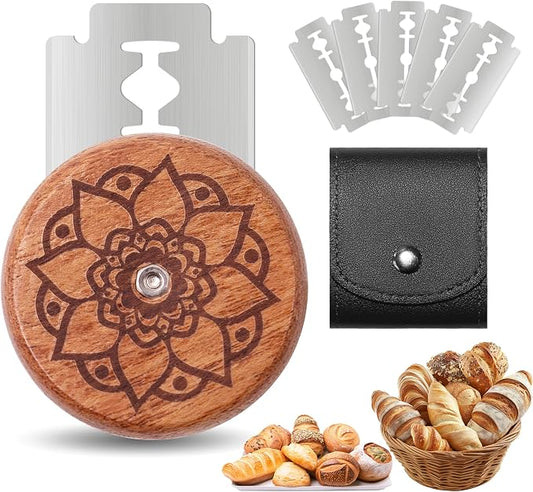 UFO Bread Lame Cutter for Homemade Sourdough,Bread Scorer Tool for Sourdough with 5 Blades and Case,Slashing Tool Bread Cutting Knife for Artisan Bread and Baguette Makers,Lotus-black