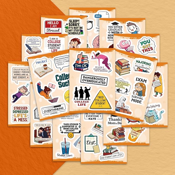 100Pcs College Stickers for Water Bottles, for Laptop, for Planners - Party Supplies for College - Gift for Women & Men