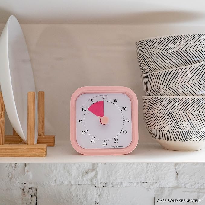 TIME TIMER MOD – 60-Minute Visual Timer, Homeschool Supplies Study Tool, Timer for Office and Meetings with Silent Operation (Peony Pink)