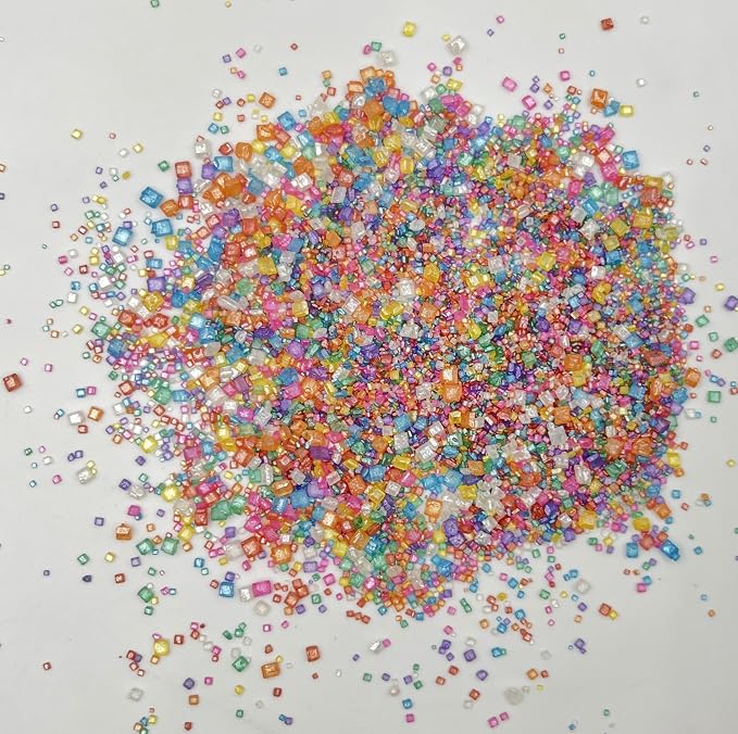 Sentovac Rainbow Diamonds Crystal Sprinkles | Edible Cake Cupcake Sprinkles 1 Bottle 3.53oz/ 100g | for Wedding Party Baking Cupcake Cookie Ice Cream Decoration Supplies