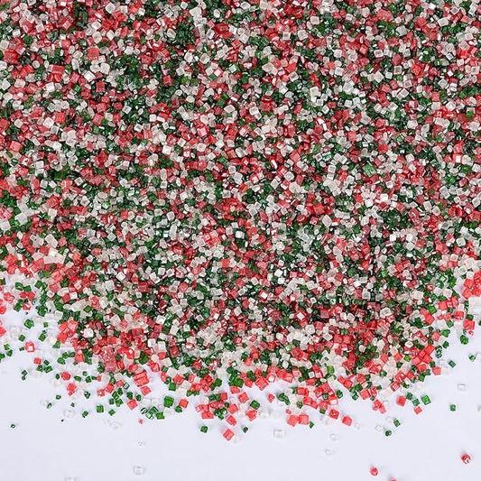 Edible Sanding Sugar Sprinkles,150g,Edible Red Green and White Sprinkle for Cake Decorating,Colored Crystals Sprinkle Mix for Cookies,Donuts,Ice Cream,Fondant Cake,Caramel Apples,Cupcakes Decoration Topper,Desserts,Wedding Birthday Party Supplies