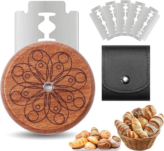UFO Bread Lame Cutter for Homemade Sourdough,Bread Scorer Tool for Sourdough with 5 Blades and Case,Slashing Tool Bread Cutting Knife for Artisan Bread and Baguette Makers,Circle-black