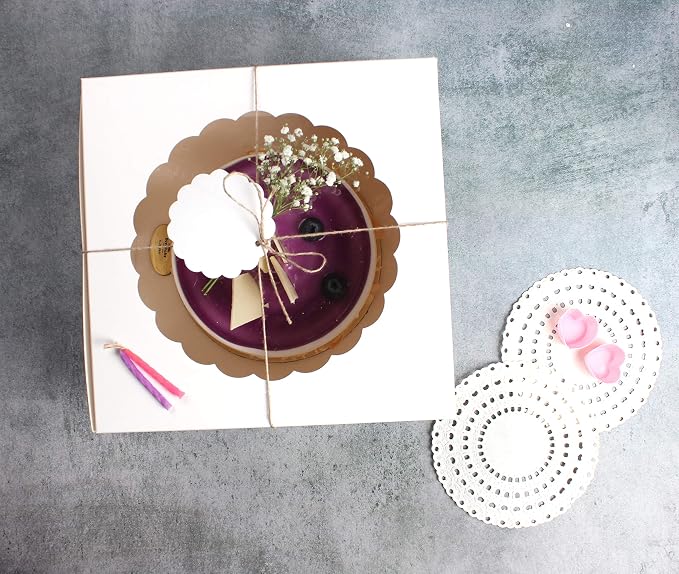 White Cake Boxes with Window (Pack of 10) - Bakery Boxes for Cakes, Brownies, Donuts, Cookies, Cupcakes, Chocolates, Desserts: Size 10x10x5 inches