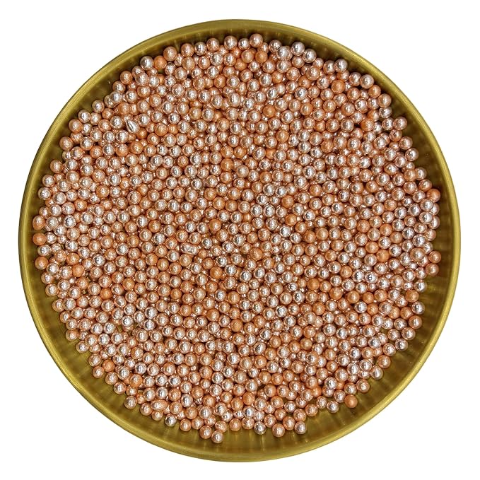 Edible Silver Orange Pearl Sugar Sprinkles Candy 4mm Mini Pearls Cake Decorations Cupcake Toppers Cookie Decorating Perfect for Wedding Party Valentine Halloween Christmas Supplies 3OZ