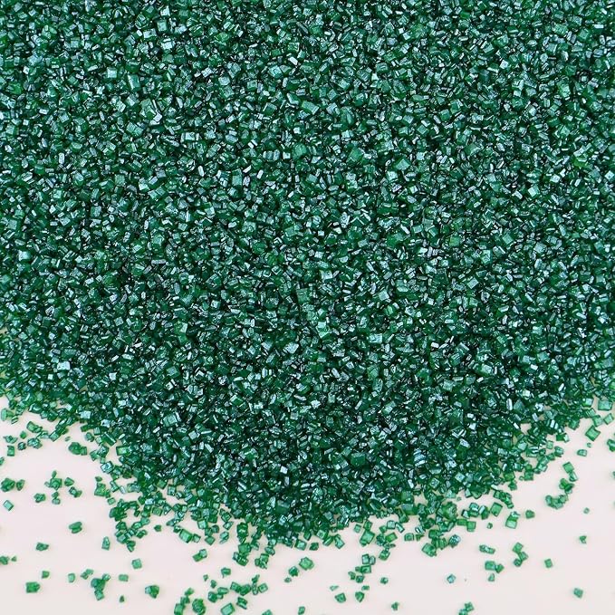 Green Sanding Sugar | Deep Green Sprinkles | Edible Coarse Sugar Crystals | For Baking Dessert Decorating, Cake, Cupcake, Cookie, Ice Cream | Christmas St Patrick's Day Holiday Party | 4.6 Ounces