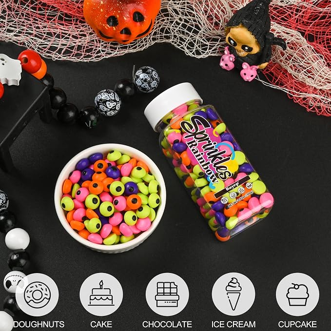 Bayep Rainbow Sprinkles for Cake Decorating Small Eyeball Candy for Ice Cream, Cookies, Baking, Cupcake Topper Colorful Sprinkles Perfect for Birthday Party Halloween Holiday Supplies 3.52 Ounce