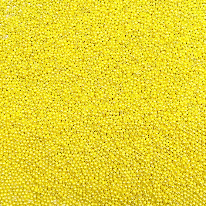 Homipooty Nonpareils Sprinkles Edible Yellow Pearl Sugar Sprinkles 110g/3.88oz 2mm Mini Yellow Pearls Baking Cakes Cupcake Topper and Cake Decorations for Valentines Day Halloween Christmas