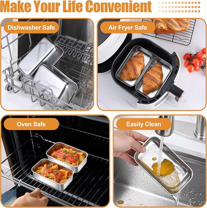 P&P CHEF Stainless Steel Mini Bread Loaf Pans, 3 PCS, Lasting & Rust-free | 6.3 x 3.5 Inch, Small Size for Air Fryer & Oven, Ideal for Bread, Meatloaf, Cake and Brownies, Food Grade, Dishwasher Safe