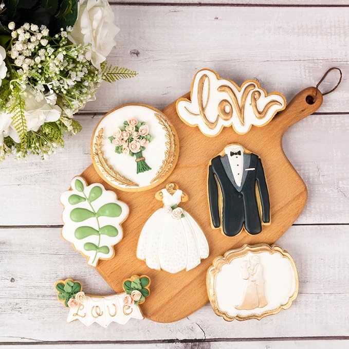 Leaf Cookie Cutter Wedding with Plunger Stamps Holiday PLA Cake Shapes Baking Molds Gifts for Kids Decorative Party 4" Kitchen Cake Supplies