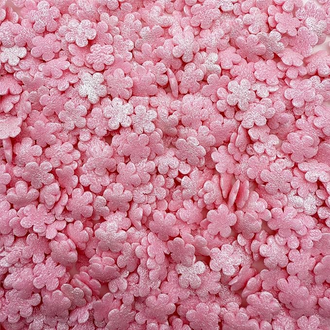 CandiJumpin Pink Flower Sprinkles for Cake Decorating, Mini Edible Flowers Pink Flower Decorations Edible Flowers Cake Confetti Valentines Cookie Decoration Baby Shower Party Birthday Wedding Christmas Supplies 3 OZ