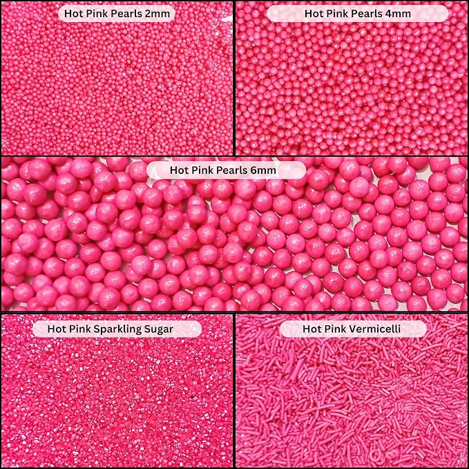 Confect Barbie Playtime Sprinkles Mix – Hot Pink Pearl Dragees, Jimmies & Sparkling Sugar – Assorted Pack of 5 Edible Sprinkles for Cake & Cupcake Decorating, Birthday Parties & Baking Fun | Vegan, Gluten-Free, Nut-Free, Soy-Free, Dairy-Free - 5 Oz