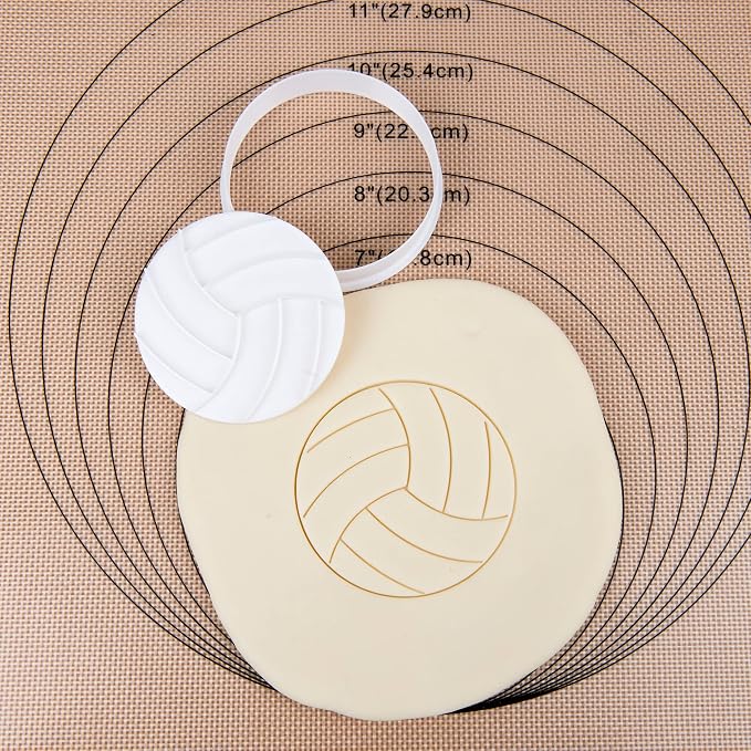 Mostop Volleyball Cookie Cutter with Stampers, 3D Sports Cookie Cutter Set, Cake Decoration Tools Birthday Party Supplies Favors