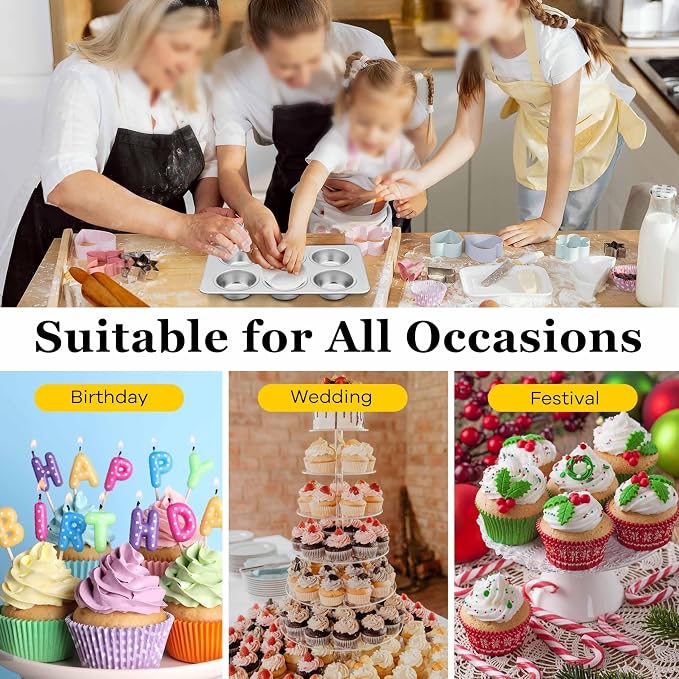 Homikit 2 Pack Muffin Pan, Stainless Steel Cupcake Baking Tin with 6 Cups Regular Size, 11.4 x 7 Inches Metal Egg Bites Tray for Toaster Oven, Rust Free & Non Toxic, Easy Release & Dishwasher Safe