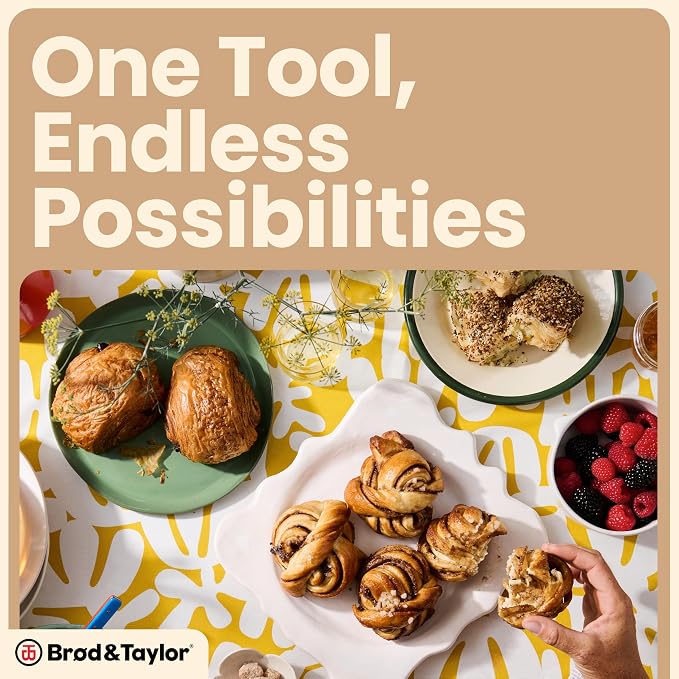 Brod & Taylor Countertop Dough Sheeter (with Carrying Case), Manual Operation, 0-26mm Adjustable Thickness for Faster & More Consistent Lamination