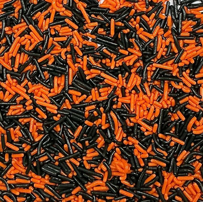 Sentovac Edible Black and Orange Mixing Jimmies Sprinkles for Cake Decorating Baking Cookie and Ice Cream Topper Decorations Halloween Sprinkles Supplies 78g/2.75oz