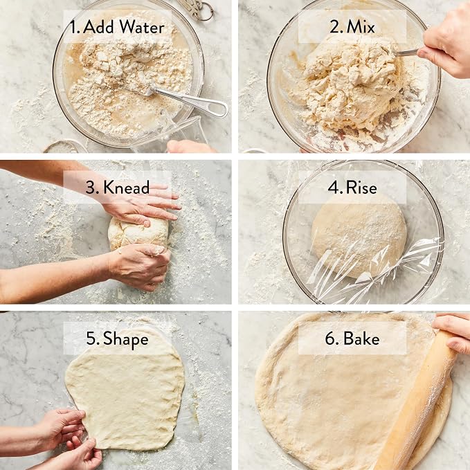 DeLallo, Italian Pizza Dough Kit, Pizza Crust Mix for Garlic Knots, Calzones, and Breadsticks, 00 Superfine Flour, Includes Instant Yeast Packet, Non-GMO, 17.6 oz Bag, (3 Pack)