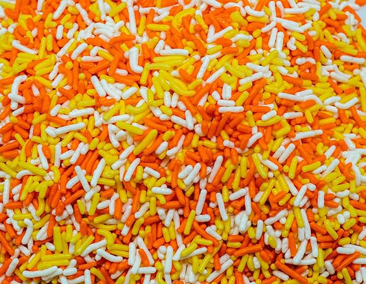 Harvest Candy Corn Blend- Orange White Yellow Cake Pop Cookie Cupcake Cakes Semi-Sweet Edible Confetti Decorations Sprinkles Dessert Jimmies Toppers - 12 Oz