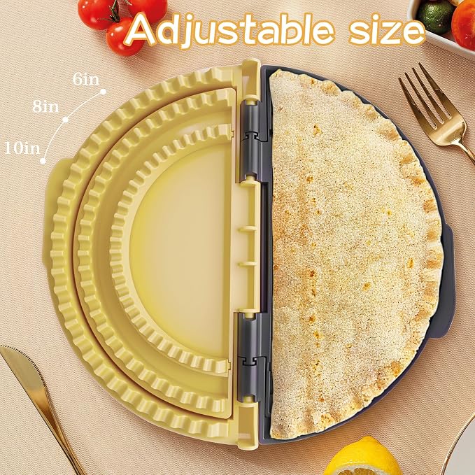 Tortilla Crimper and Sealer, 3-in-1 Multi-Size Pastry Crimper for Pie Crust, Empanada, Quesadilla, Tacos, Hand Pie Maker - 10”, 8”, 6” Molds | BPA-Free, Detachable, Dishwasher Safe Kitchen Gadget