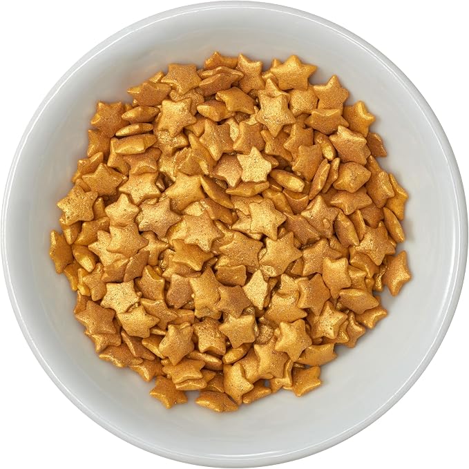 DecoPac Gold Stars Quins, Edible Cupcake Sprinkles, Sugar Cake Decorations - 18.5 ounce