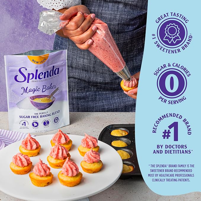 SPLENDA Magic Baker Zero Calorie Plant Based Granulated Baking Blend with Stevia, Erythritol and Allulose – Zero Sugar, Keto Friendly, 1lb (16 oz) Pouch (Pack of 1), White