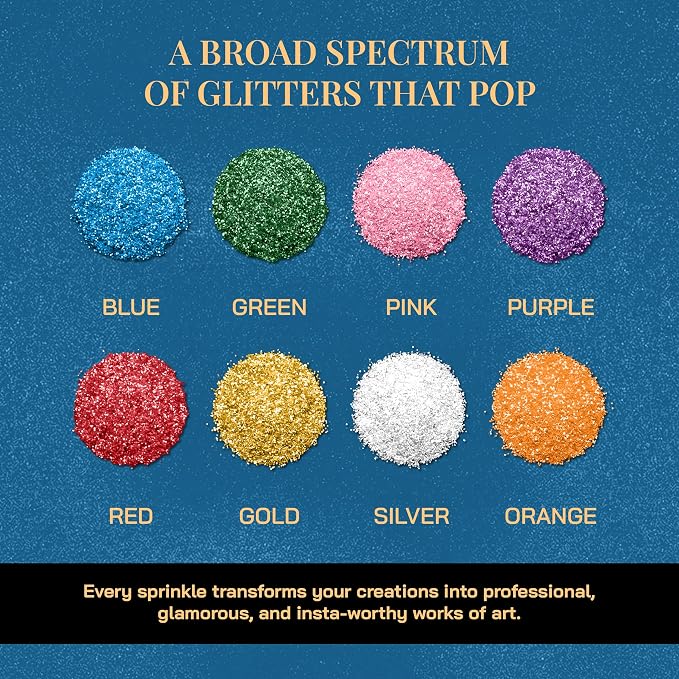 Dazzle Dust Edible Glitter Sprinkles for Cake Decorating, Drinks, Cookie, Icing, Dessert Decorations, Sparkly Luster, Food-Grade, Vegan, Gluten Free, Kosher, Bulk 10g, Blue