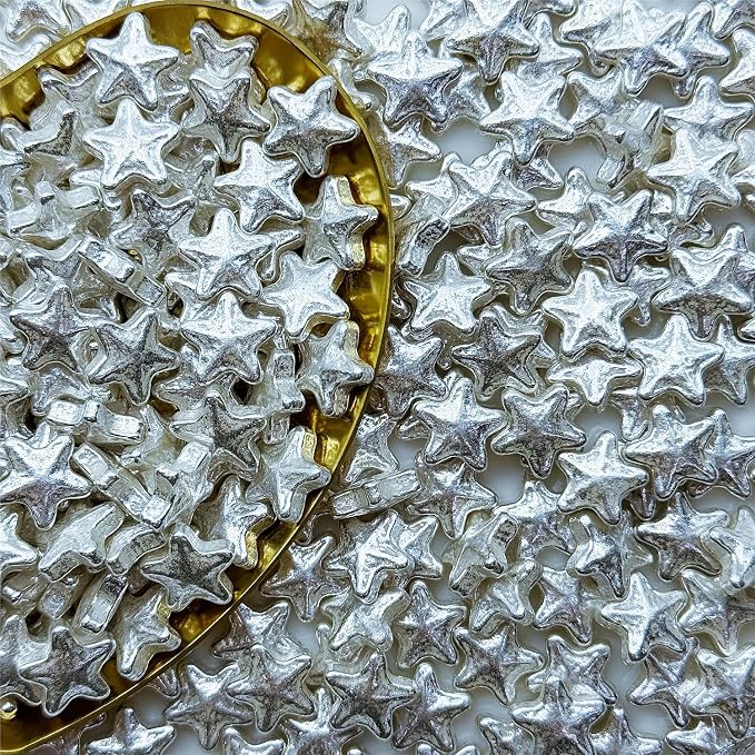 CandiJumpin Edible Star Sprinkles 10 mm, Silver Stars for Cake Decorating Silver Star Cake Decoration Large Edible Stars Baby Shower Party Birthday Wedding Christmas Supplies 3 OZ