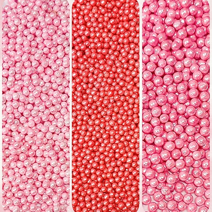 Confect Pretty in Pink Pearl Sprinkles Mix – Pink Sprinkles | Edible Baking Decorations for Cakes, Cupcakes, Cookies – Valentine’s Day & Anniversary Sprinkle Set – Pack of 5 | Vegan, Gluten-Free, Nut-Free, Soy-Free, Dairy-Free , Handcrafted Sprinkle- 5 Oz