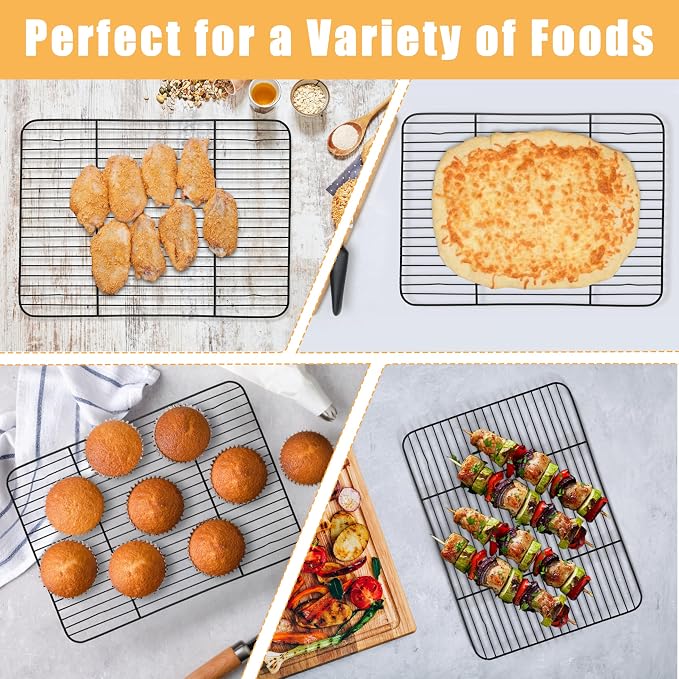 E-far Nonstick Baking Sheet with Rack Set, 12.5 x 9.5 x 1 Inch Cookie Sheet Baking Pans with Cooling Racks, Warp Resistant & Heavy-Duty, Non-Toxic & Easy Clean (2 Pans + 2 Racks)