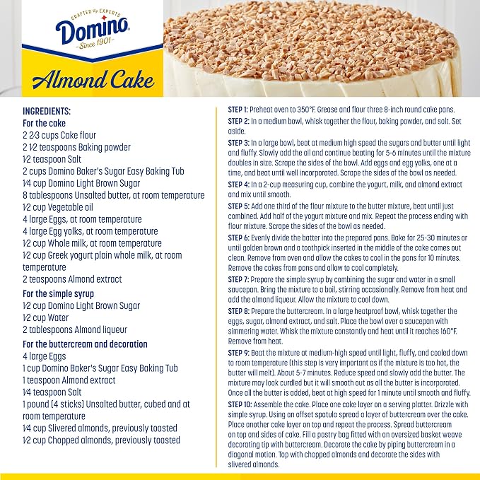 Domino® Pure Cane Ultrafine Granulated Baker's Sugar™, 3.5 lb Easy Baking Tub (Pack of 2) - Includes Bonus Recipe Card