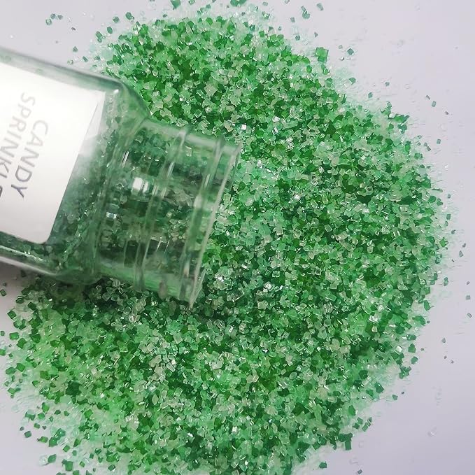 HeDeon&Rles Edible Green LightGreen White Sanding Sugar Crystals for Baking 120g/4.23oz Sparkling Sugar Crystals for Baking Cake Cupcake Icing Top Birthday Wedding Easter Halloween Christmas Supplies