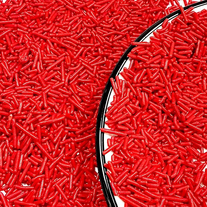 Homipooty Red Soft Jimmies Sprinkles Edible Candy Jimmies Sprinkles for Cake Decorating 78g/2.75oz Cookie Cupcake Topper Ice Cream