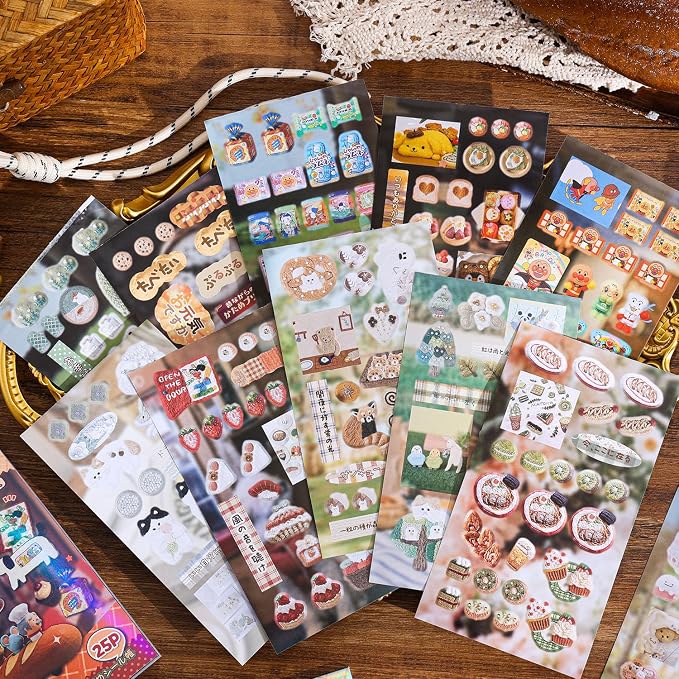 Girl's Japanese Retro Sticker Book, 700+ Kawaii Old Showa Style Embroidered Stickers, Forest Story Theme for DIY Scrapbooking Journaling Handbook Decoration